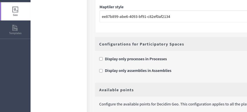 Admin panel options