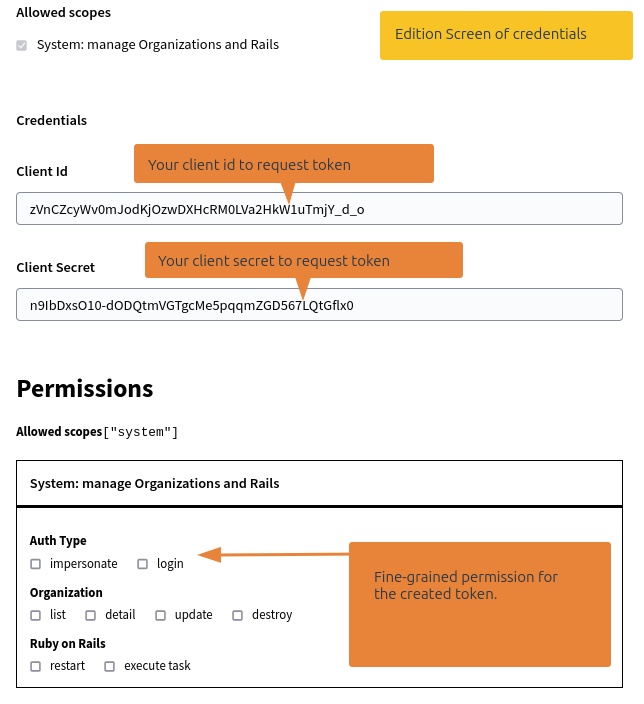 client Credential edition admin on Decidim